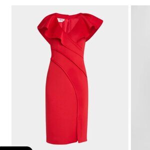 Ruffle Pintuck Bodycon Dresson Christmas Red